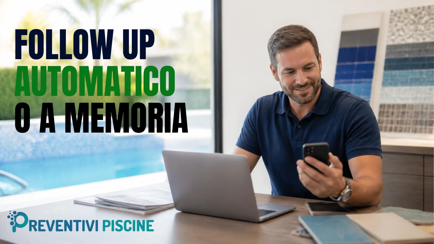 Consulente di un'azienda di piscine che ricontatta i clienti dal gestionale