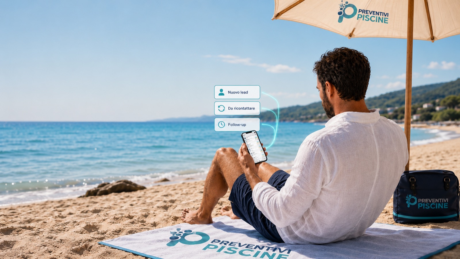 Costruttore di piscine che gestisce i lead ricevuti ad agosto